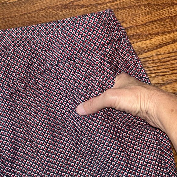 Talbots Heritage Pants Straight Leg Size 10 Red Blue Geometric Business Casual - Picture 7 of 12